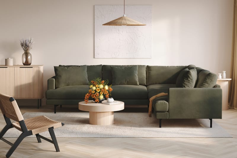 Menard 6-sits Högervänd L-formad Hörnsoffa i Manchester - Mörkgrön - Möbler - Soffa - Hörnsoffa