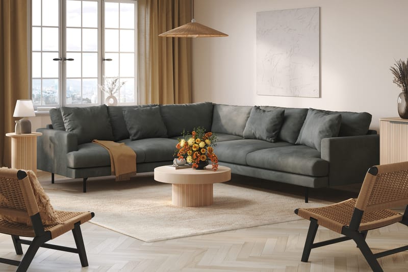 Menard 6-sits Vänstervänd L-formad Hörnsoffa i Manchester - Grå - Möbler - Soffa - Hörnsoffa