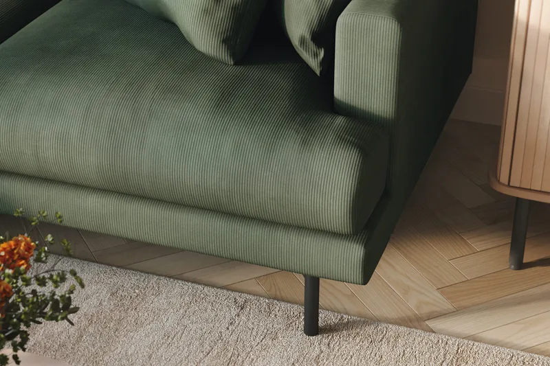 Menard 6-sits Vänstervänd L-formad Hörnsoffa i Manchester - Grön - Möbler - Soffa - Hörnsoffa