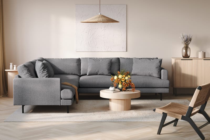 Menard 6-sits Vänstervänd L-formad Hörnsoffa i Tyg - Mörkgrå - Möbler - Soffa - Hörnsoffa