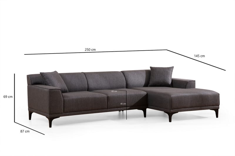 Mississauga Divansoffa 3-sits - Antracit - Möbler - Soffa - Hörnsoffa - Hörnsoffa med divan