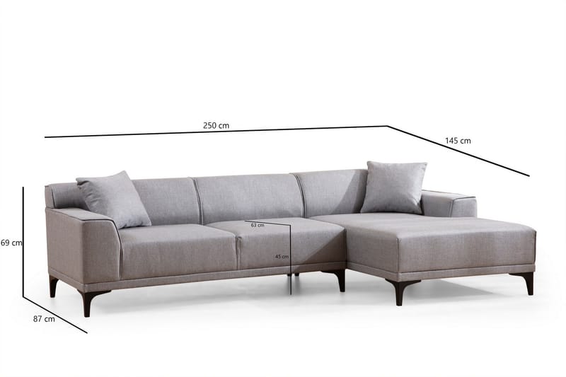 Mississauga Divansoffa 3-sits - Grå - Möbler - Soffa - Hörnsoffa - Hörnsoffa med divan