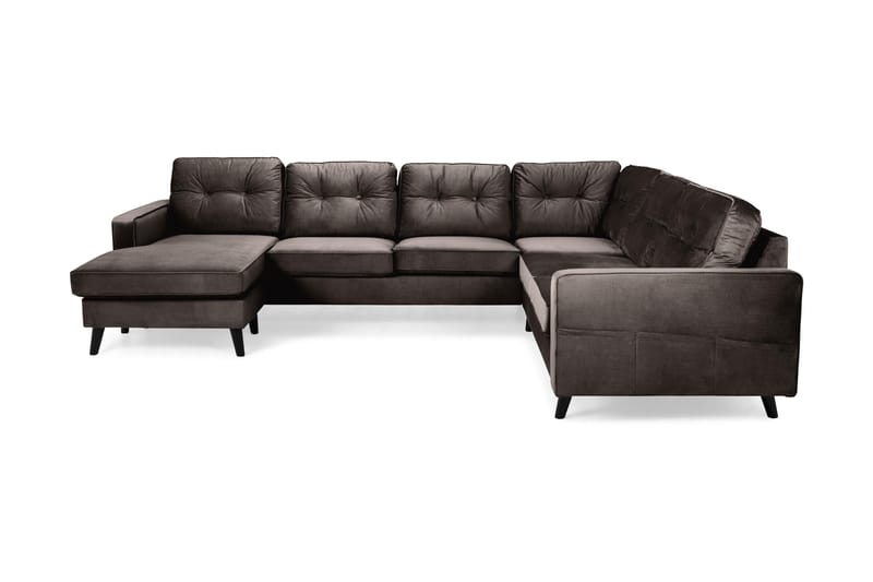 Monroe 5-sits Vändbar U-formad Hörnsoffa med divan i Sammet - Brun - Möbler - Soffa - Hörnsoffa - Hörnsoffa med divan