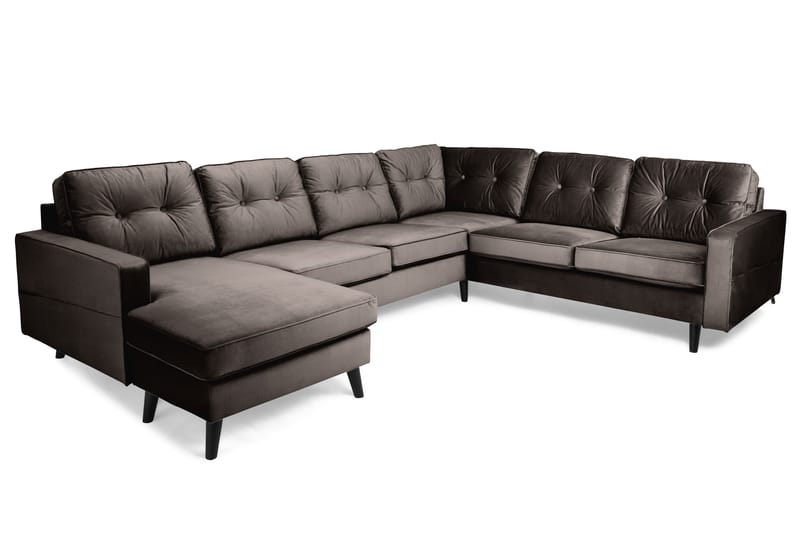 Monroe 5-sits Vändbar U-formad Hörnsoffa med divan i Sammet - Brun - Möbler - Soffa - Hörnsoffa - Hörnsoffa med divan