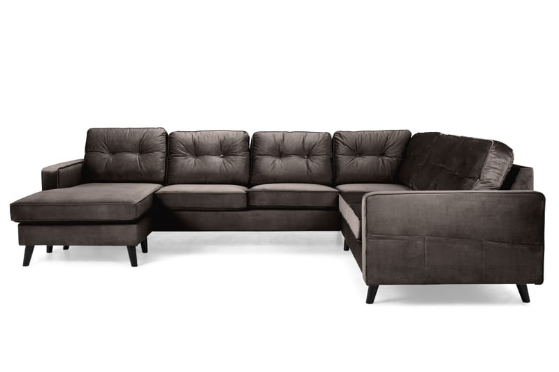 Monroe 5-sits Vändbar U-formad Hörnsoffa med divan i Sammet - Brun - Möbler - Soffa - Hörnsoffa - Hörnsoffa med divan