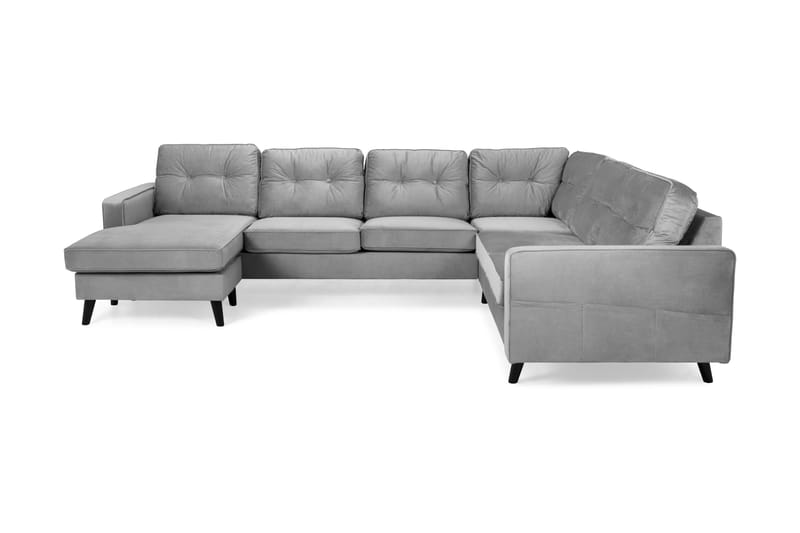 Monroe 5-sits Vändbar U-formad Hörnsoffa med divan i Sammet - Ljusgrå - Möbler - Soffa - Hörnsoffa - Hörnsoffa med divan