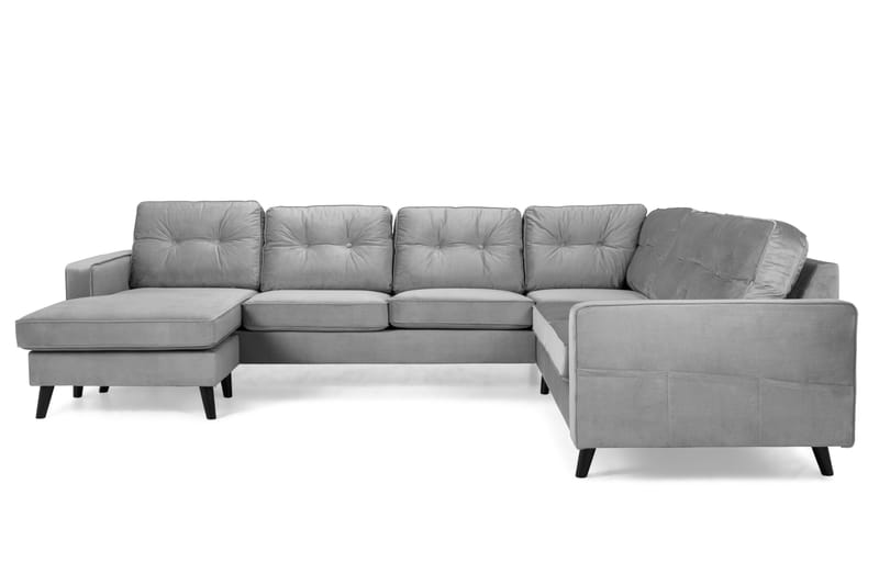 Monroe 5-sits Vändbar U-formad Hörnsoffa med divan i Sammet - Ljusgrå - Möbler - Soffa - Hörnsoffa - Hörnsoffa med divan