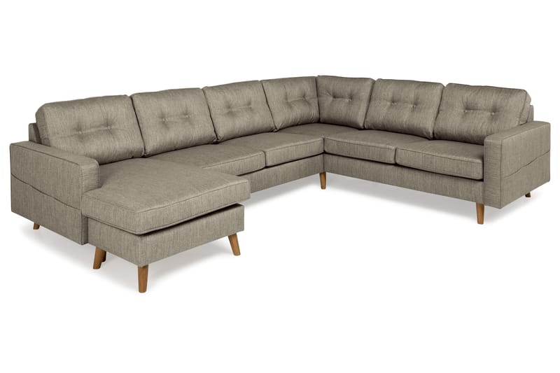 Monroe 5-sits Vändbar U-formad Hörnsoffa med divan i Tyg - Beige / Grå - Möbler - Soffa - Hörnsoffa - Hörnsoffa med divan