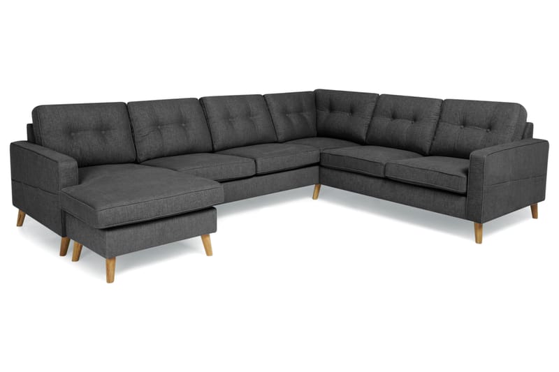 Monroe 5-sits Vändbar U-formad Hörnsoffa med divan i Tyg - Mörkgrå - Möbler - Soffa - Hörnsoffa - Hörnsoffa med divan