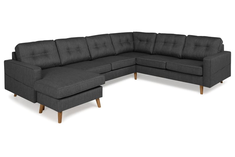 Monroe 5-sits Vändbar U-formad Hörnsoffa med divan i Tyg - Mörkgrå - Möbler - Soffa - Hörnsoffa - Hörnsoffa med divan