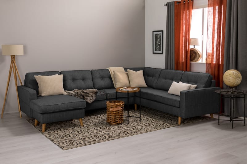 Monroe Hörnsoffa med Divan Vändbar - Mörkgrå - Möbler - Soffa - Hörnsoffa - Hörnsoffa med divan