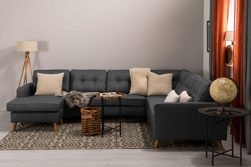 Monroe Hörnsoffa med Divan Vändbar - Mörkgrå - Möbler - Soffa - Hörnsoffa - Hörnsoffa med divan