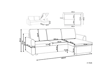 Nesna Hörnsoffa 228 cm - Grå - Möbler - Soffa - Bäddsoffa - Bäddsoffa divan