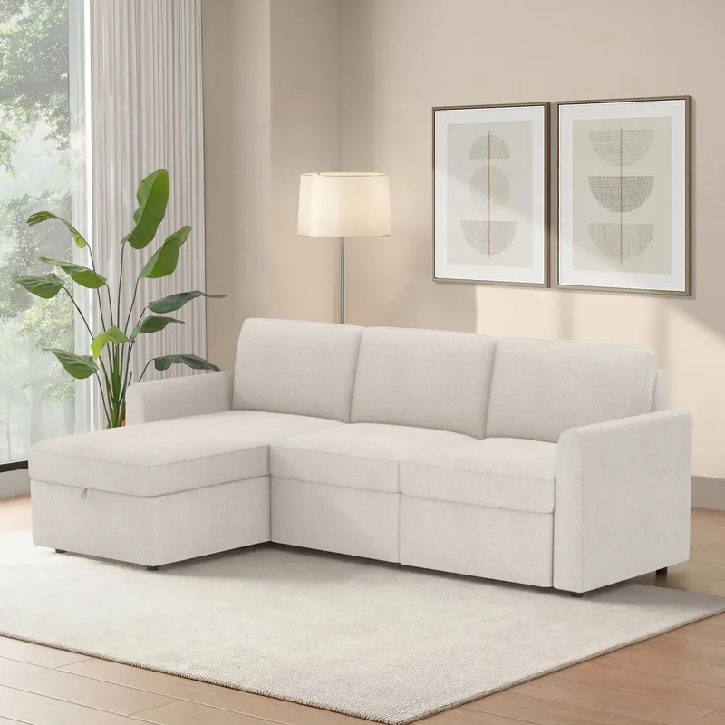 Nordhus 3-sits Soffa med vändbar divan och förvaring - Creme - Möbler - Soffa - Hörnsoffa - Hörnsoffa med divan