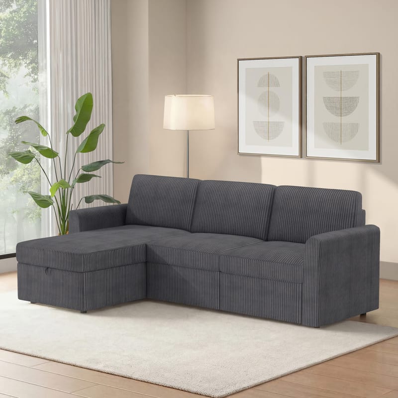 Nordhus 3-sits Soffa med vändbar divan och förvaring i manchester - Antracit - Möbler - Soffa - Hörnsoffa - Hörnsoffa med divan