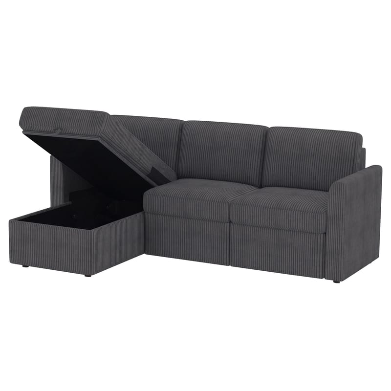 Nordhus 3-sits Soffa med vändbar divan och förvaring i manchester - Antracit - Möbler - Soffa - Hörnsoffa - Hörnsoffa med divan