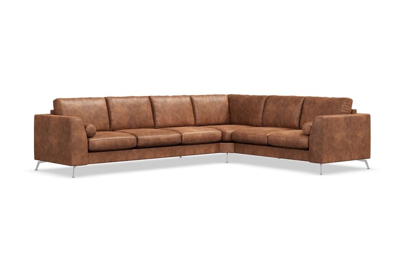 Ocean Lyx 5-sits Vändbar L-formad Hörnsoffa i Konstläder - Brun - Möbler - Soffa - Hörnsoffa