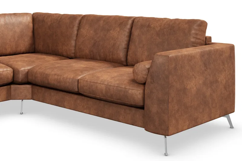 Ocean Lyx 5-sits Vändbar L-formad Hörnsoffa i Konstläder - Brun - Möbler - Soffa - Hörnsoffa