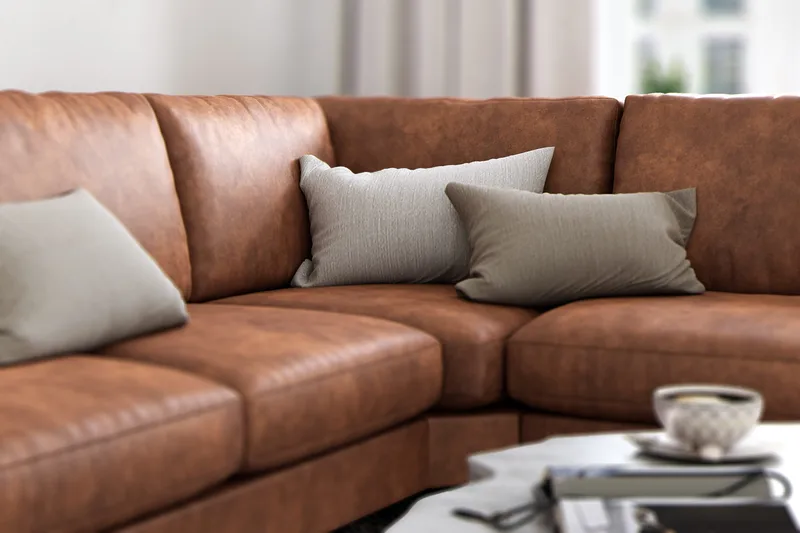 Ocean Lyx 5-sits Vändbar L-formad Hörnsoffa i Konstläder - Brun - Möbler - Soffa - Hörnsoffa
