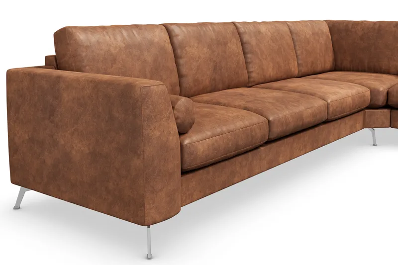 Ocean Lyx 5-sits Vändbar L-formad Hörnsoffa i Konstläder - Brun - Möbler - Soffa - Hörnsoffa