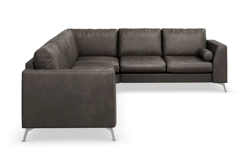 Ocean Lyx 5-sits Vändbar L-formad Hörnsoffa i Konstläder - Mörkgrå - Möbler - Soffa - Hörnsoffa