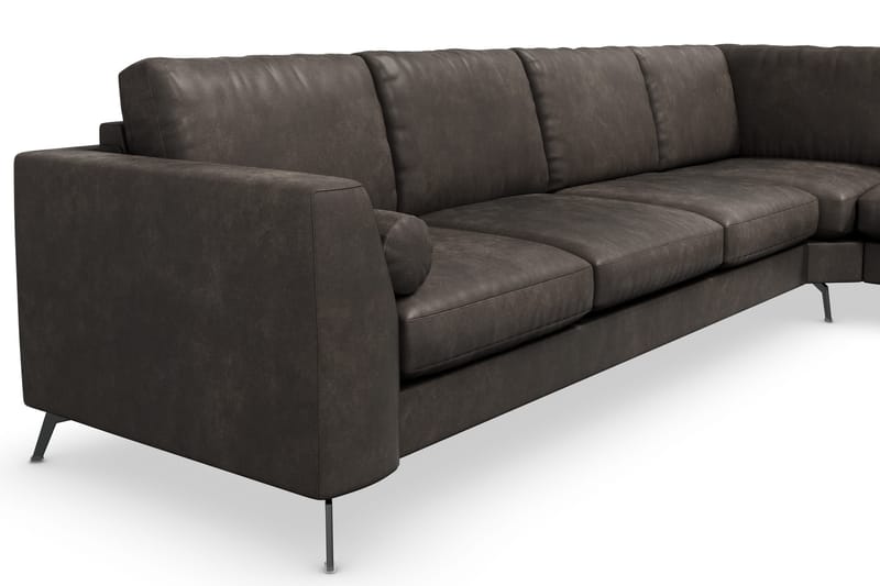 Ocean Lyx 5-sits Vändbar L-formad Hörnsoffa i Konstläder - Mörkgrå - Möbler - Soffa - Hörnsoffa