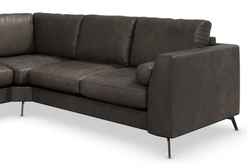 Ocean Lyx 5-sits Vändbar L-formad Hörnsoffa i Konstläder - Mörkgrå - Möbler - Soffa - Hörnsoffa