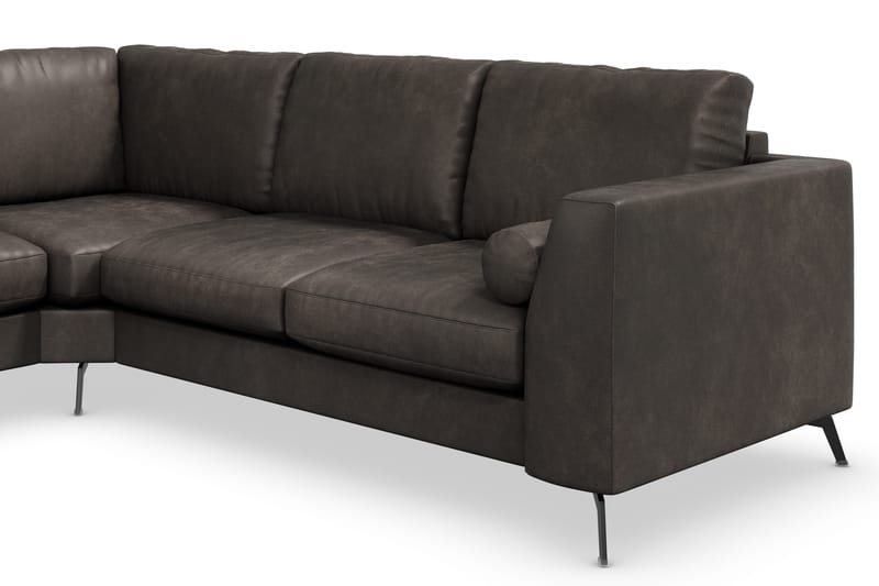 Ocean Lyx 5-sits Vändbar L-formad Hörnsoffa i Konstläder - Mörkgrå - Möbler - Soffa - Hörnsoffa