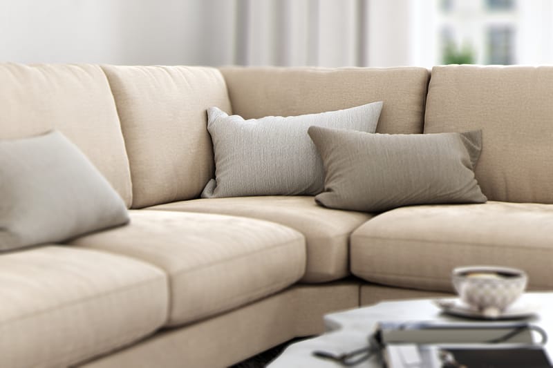 Ocean Lyx 5-sits Vändbar L-formad Hörnsoffa i Sammet - Beige - Möbler - Soffa - Hörnsoffa
