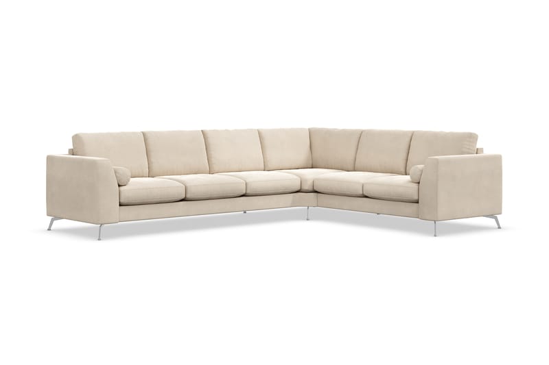 Ocean Lyx 5-sits Vändbar L-formad Hörnsoffa i Sammet - Beige - Möbler - Soffa - Hörnsoffa