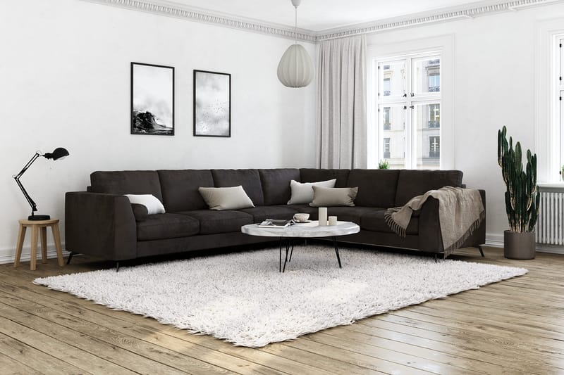 Ocean Lyx 5-sits Vändbar L-formad Hörnsoffa i Sammet - Mörkgrå - Möbler - Soffa - Hörnsoffa