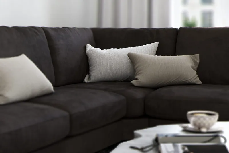 Ocean Lyx 5-sits Vändbar L-formad Hörnsoffa i Sammet - Mörkgrå - Möbler - Soffa - Hörnsoffa