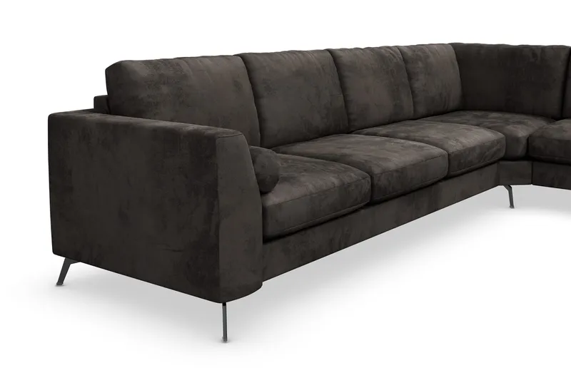 Ocean Lyx 5-sits Vändbar L-formad Hörnsoffa i Sammet - Mörkgrå - Möbler - Soffa - Hörnsoffa