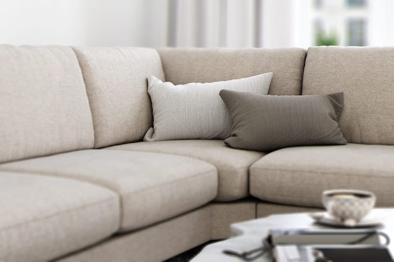 Ocean Lyx 5-sits Vändbar L-formad Hörnsoffa i Tyg - Beige - Möbler - Soffa - Hörnsoffa