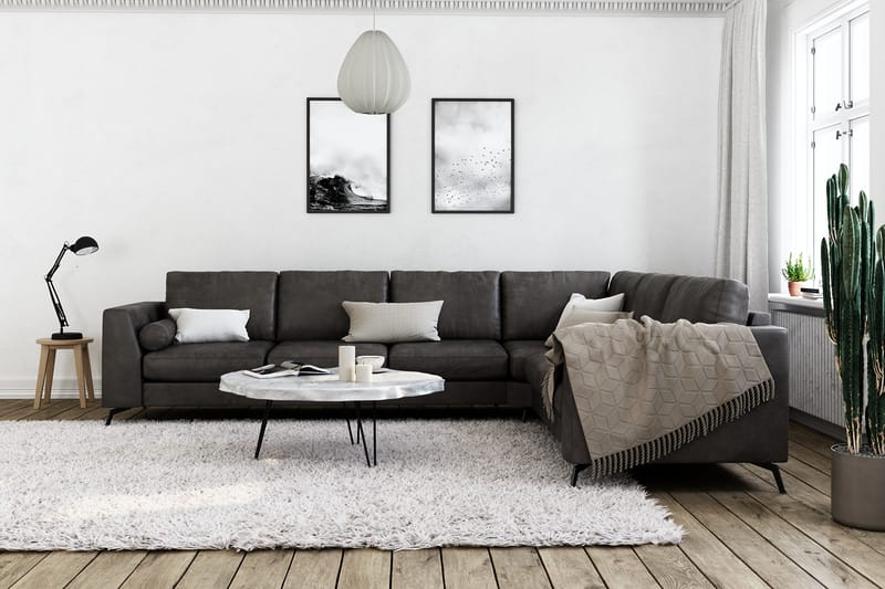 Ocean Lyx Hörnsoffa Vändbar - Svart/Läder - Möbler - Soffa - Hörnsoffa