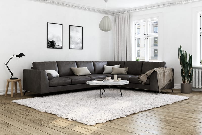 Ocean Lyx Hörnsoffa Vändbar - Svart/Läder - Möbler - Soffa - Hörnsoffa