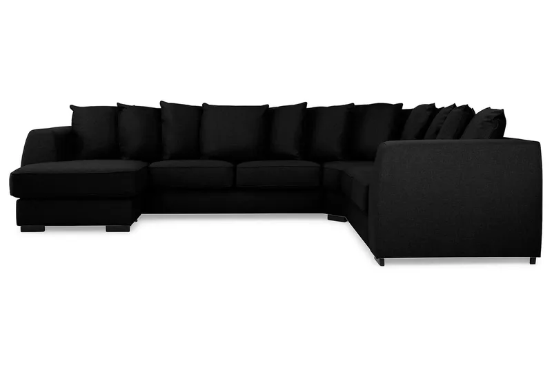 Optus 5-sits Vändbar U-formad Hörnsoffa med divan i Tyg - Svart - Möbler - Soffa - Hörnsoffa - Hörnsoffa med divan