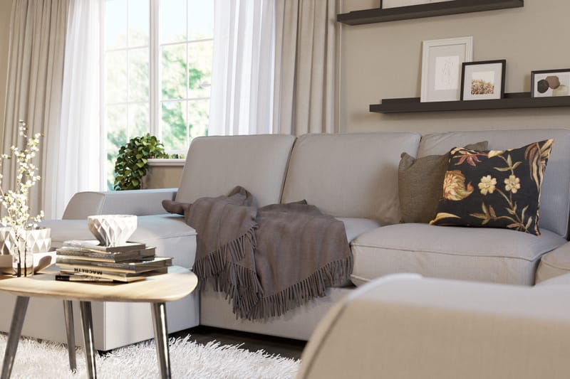 Optus Lyx 5-sits Högervänd U-formad Hörnsoffa med divan i Tyg - Grå - Möbler - Soffa - Hörnsoffa - Hörnsoffa med divan