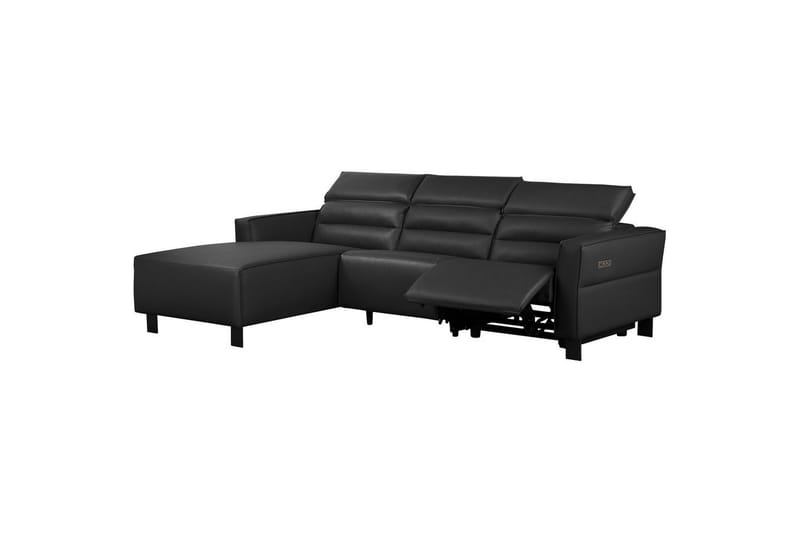 Reclinersoffa med hörn Loft24 Carpari Reclinersoffa 3-sits Black Left-faced Belfast fabric - Möbler - Soffa - Hörnsoffa