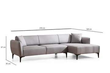 Rossland Divansoffa 3-sits - Grå - Möbler - Soffa - Divansoffor & schäslongsoffa - 3 sits soffa med divan