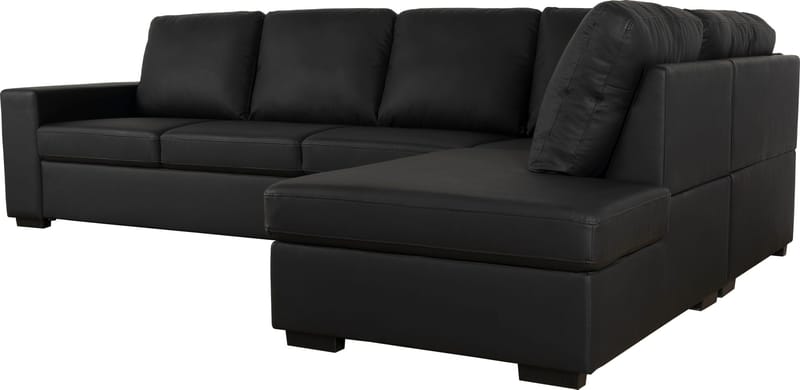 Solna soffa i svart PU öppet avslut 3A - Svart - Möbler - Soffa - Hörnsoffa