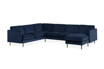 Teodin Hörnsoffa med Divan Höger Sammet - Blå - Möbler - Soffa - Hörnsoffa - Hörnsoffa med divan
