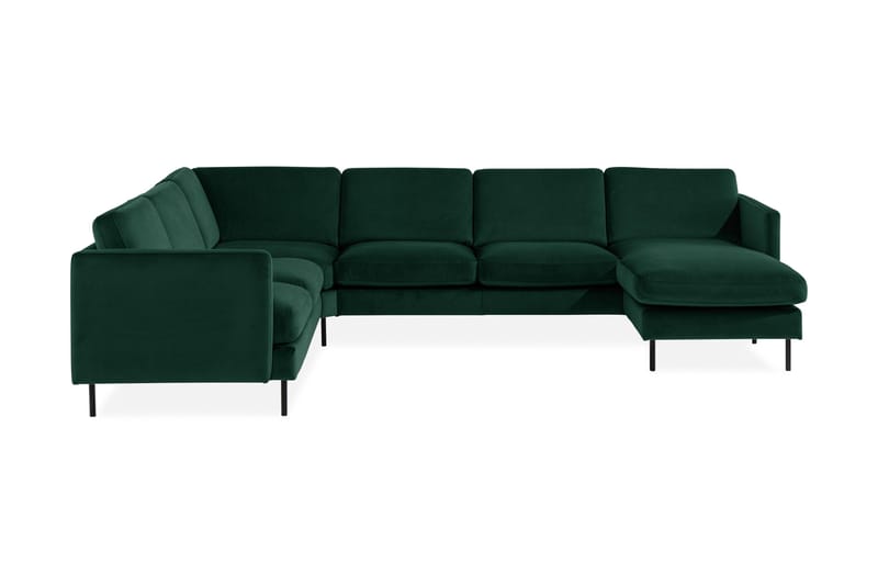 Teodin Hörnsoffa med Divan Höger Sammet - Grön - Möbler - Soffa - Hörnsoffa - Hörnsoffa med divan