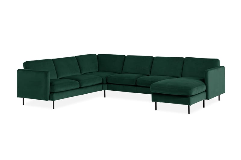 Teodin Hörnsoffa med Divan Höger Sammet - Grön - Möbler - Soffa - Hörnsoffa - Hörnsoffa med divan