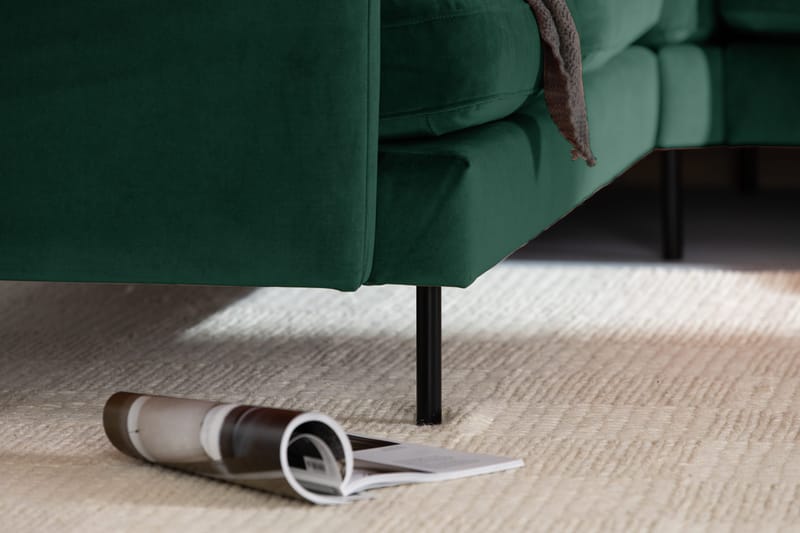 Teodin Hörnsoffa med Divan Höger Sammet - Grön - Möbler - Soffa - Hörnsoffa - Hörnsoffa med divan