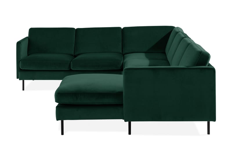 Teodin Hörnsoffa med Divan Höger Sammet - Grön - Möbler - Soffa - Hörnsoffa - Hörnsoffa med divan