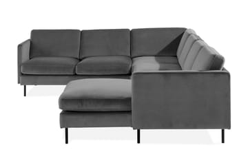 Teodin Hörnsoffa med Divan Höger Sammet - Ljusgrå - Möbler - Soffa - Hörnsoffa - Hörnsoffa med divan