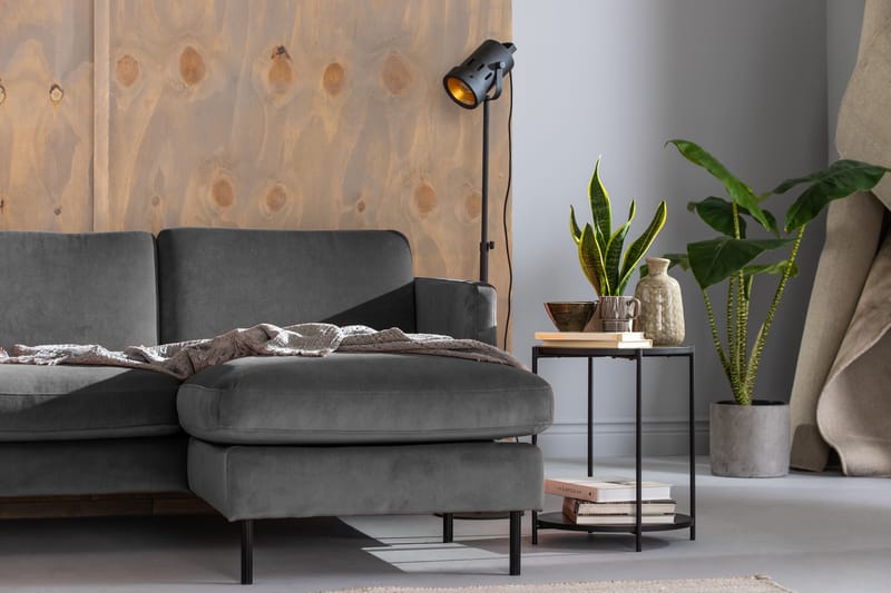 Teodin Hörnsoffa med Divan Höger Sammet - Ljusgrå - Möbler - Soffa - Hörnsoffa - Hörnsoffa med divan