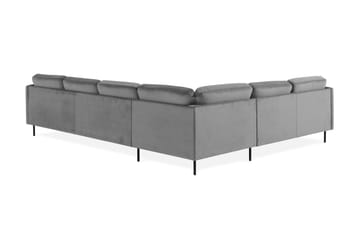 Teodin Hörnsoffa med Divan Höger Sammet - Ljusgrå - Möbler - Soffa - Hörnsoffa - Hörnsoffa med divan