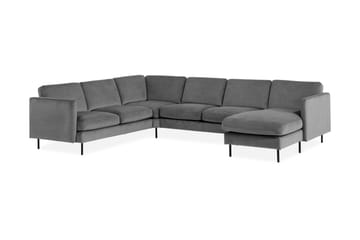 Teodin Hörnsoffa med Divan Höger Sammet - Ljusgrå - Möbler - Soffa - Hörnsoffa - Hörnsoffa med divan